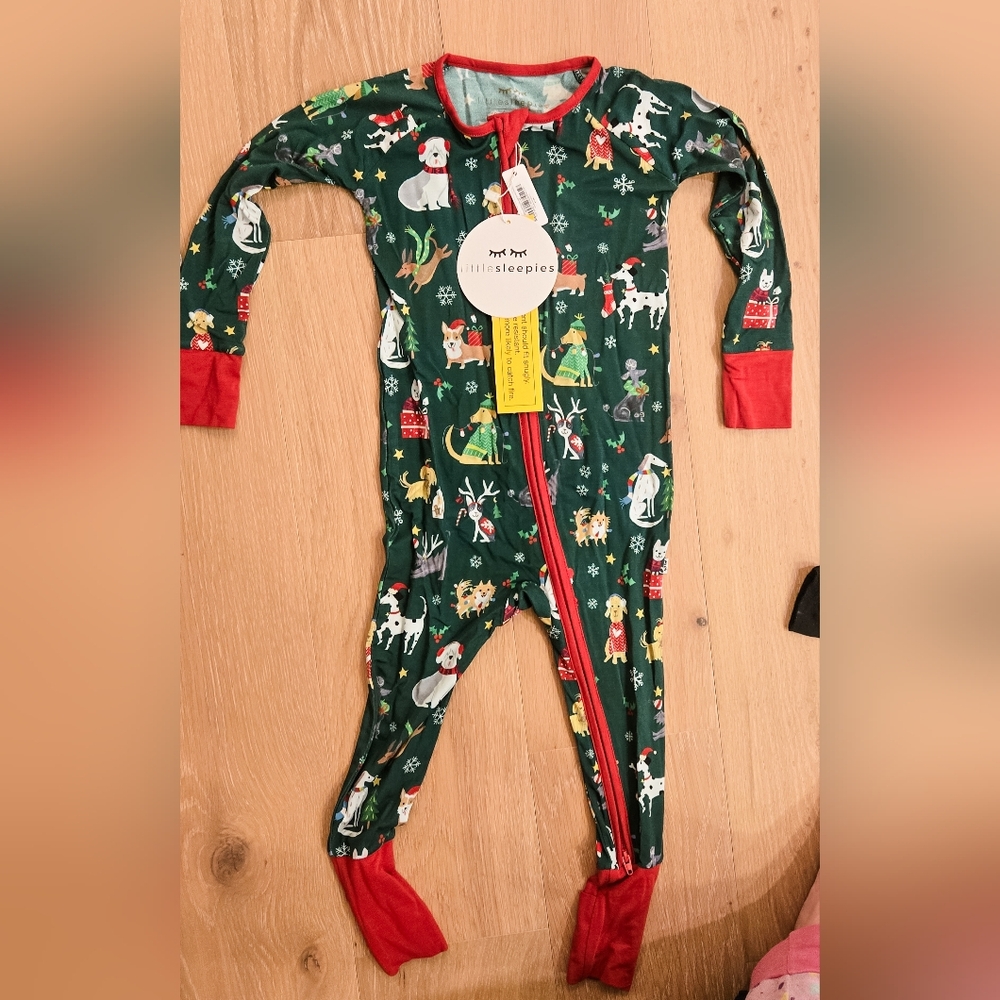 Little Sleepies Kids Christmas Dog Footies NWT 18-24m